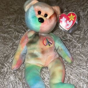 Ty Original Beanie Baby Peace Bear (Rare) (Retired) 1996.